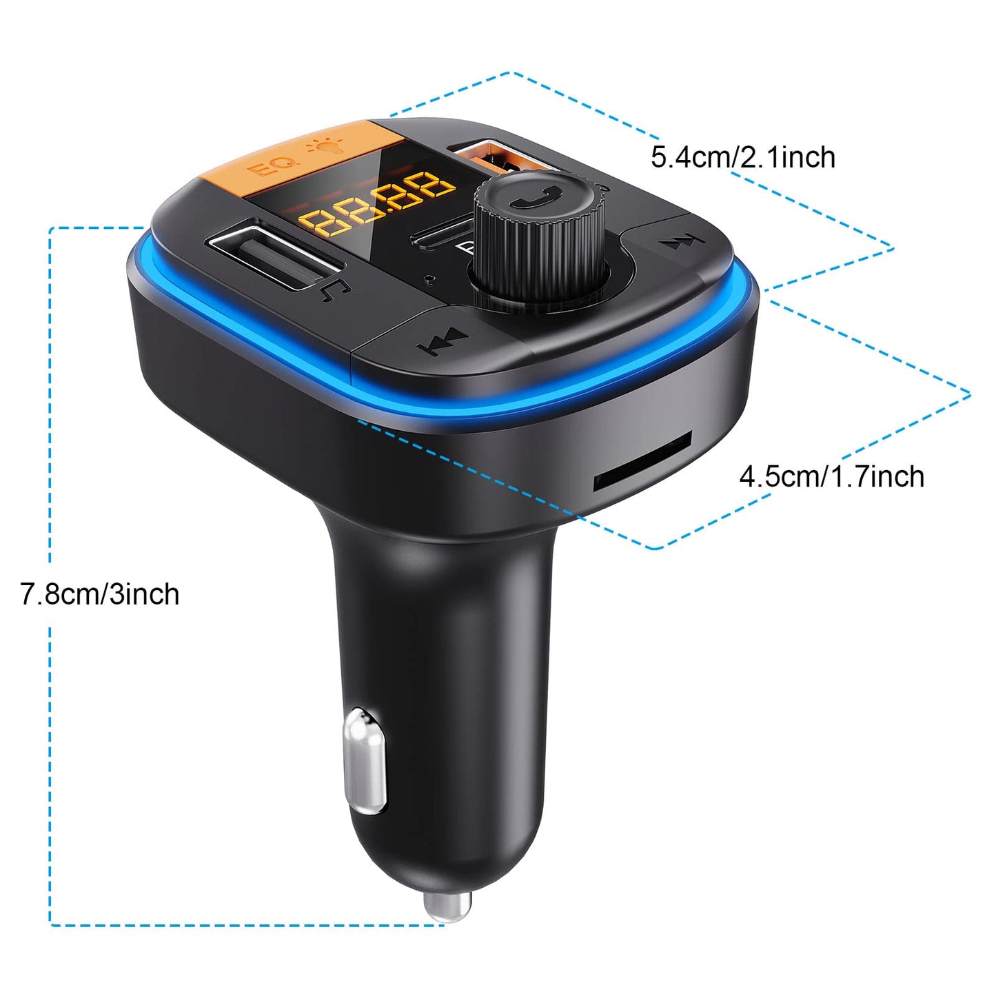 Bluetooth FM Transmitter for Car - BAISHUN Bluetooth 5.0 Adapter PD20W+QC3.0 Cigarette Lighter Radio Receiver Music Player Car Charger Supports Hands-Free Call Siri Google Assistant