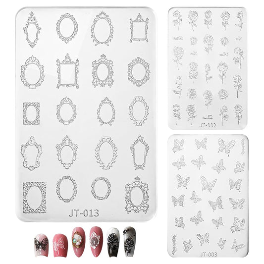 WAYUTO 3 Sheets Reusable 3D Nail Art Mold DIY Making Tools Silicone Carved Mold Retro Classic Supplies for Women Girls