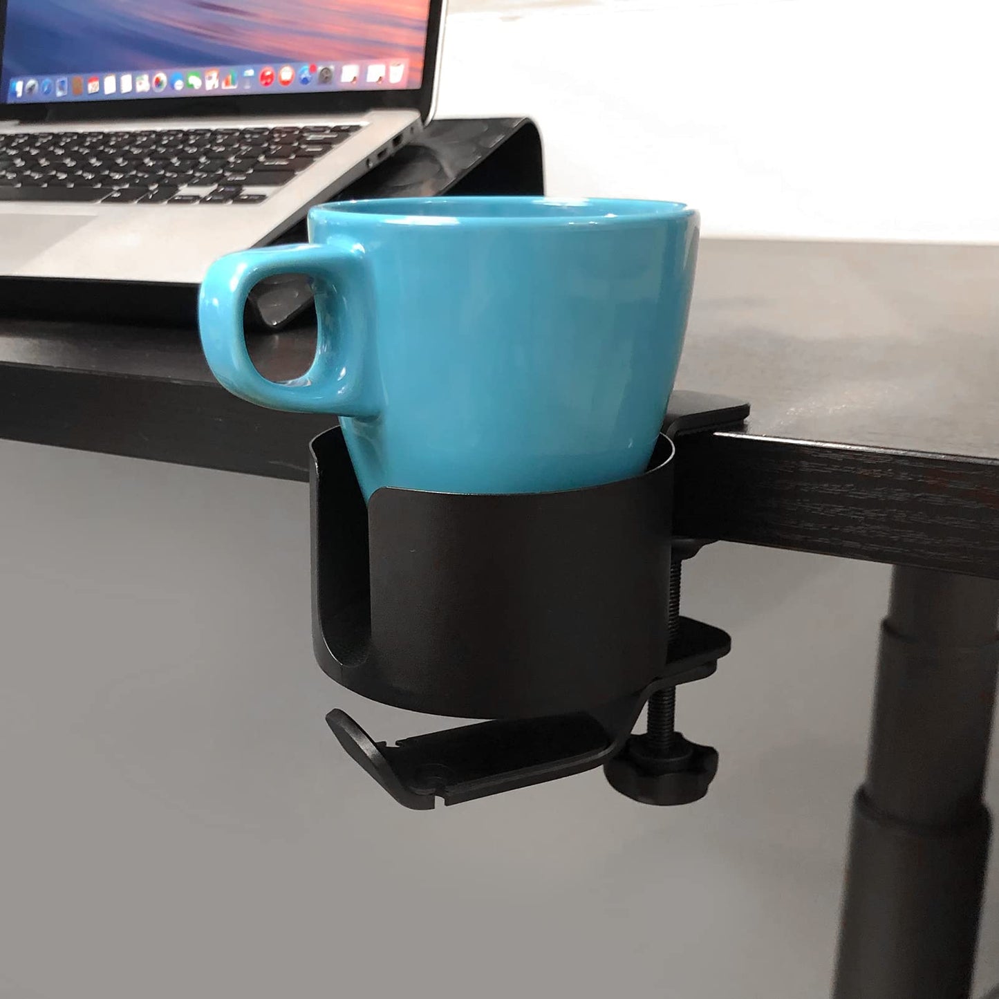 AirTaxiing Desk Cup Holder with Headphone Hanger - Anti-Spill Table Cup Holder for Water Bottles, Wheelchairs, Workstations, Gaming Desk Accessories