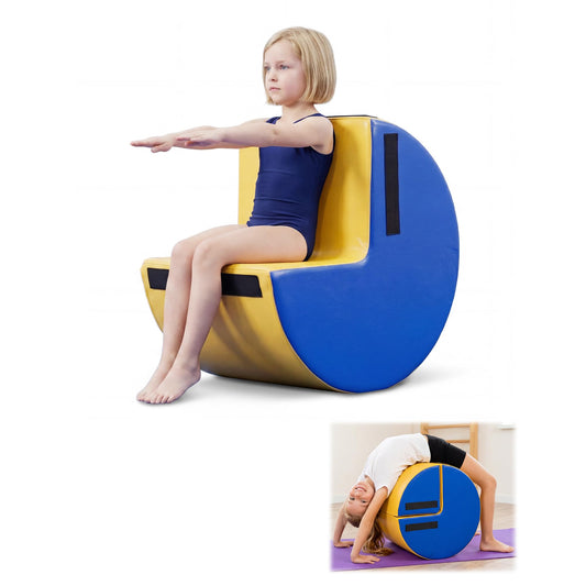 MABOZOO 2-in-1 Gymnastics Tumbling Equipment with Posture Correction Support, Detachable Back Handspring Trainer with High-Density Foam, PU Leather Gymnastics Barrel for Kids, 21.7" x 17.7"