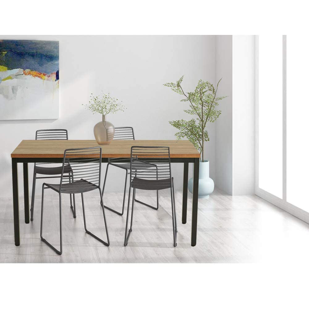 BIBOC 24X55 inches Computer Desk/Dining Table, Office Desk, Composite Wood Board Sturdy Writing Workstation for Home Office Walnut and Black Legs