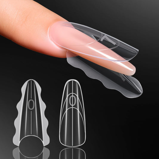 Makartt Sandwich Dual Nail Forms: Long Almond Shape Molds for Gel Extension, 280Pcs 14 Sizes,Extend for Builder, Poly Nail Gel or Acrylic System, Reusable, Easy and Quick Home Salon Manicure DIY
