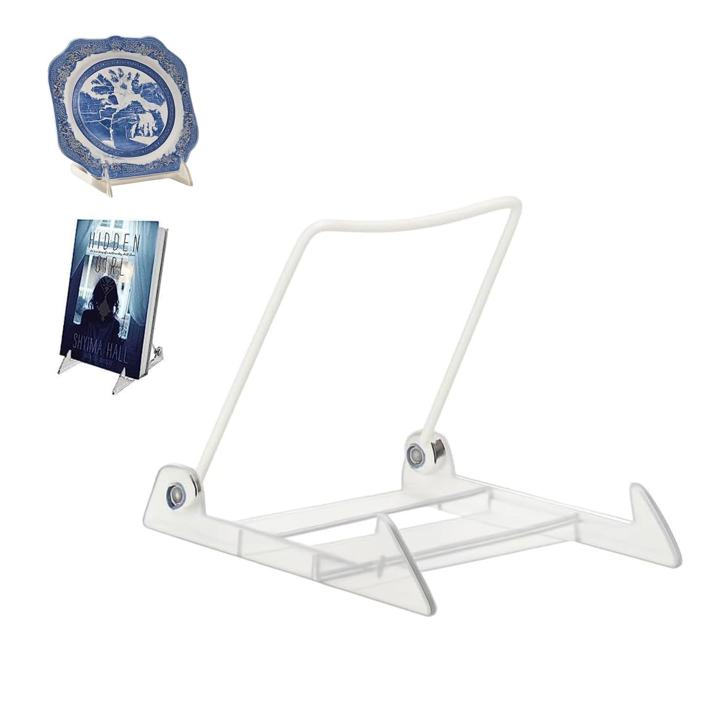KINGDOM SOLUTIONS MADE IN USA 4-Pack Adjustable Acrylic Easels - Plate Stand - Sturdy Book Stand for Art, Pictures, Plates, Frames - Unique on the Market