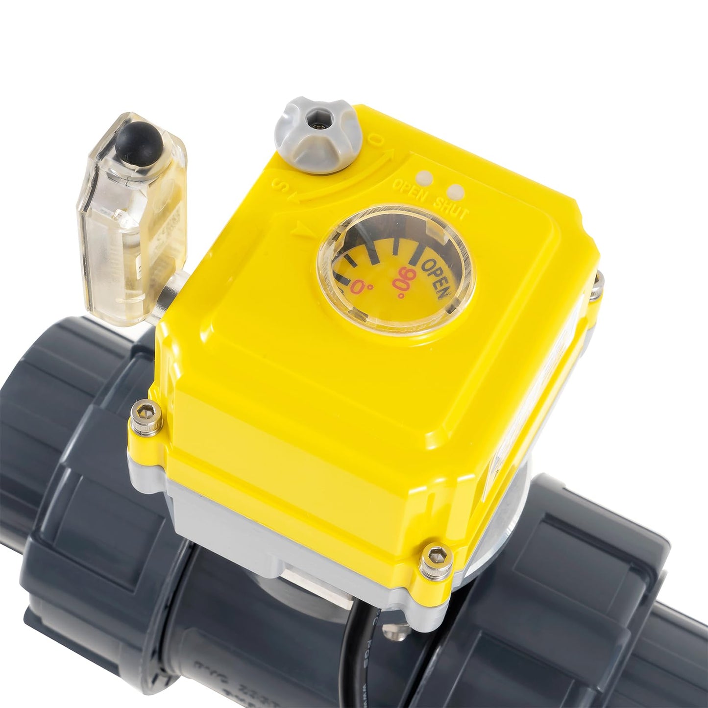Smart electric valve 1 1/4 inch PVC joint ball valve Tuya APP smart wifi water shut-off valve DC24V AC110V-230V power adapter and power-off automatic return setting timing water valve DN32MM