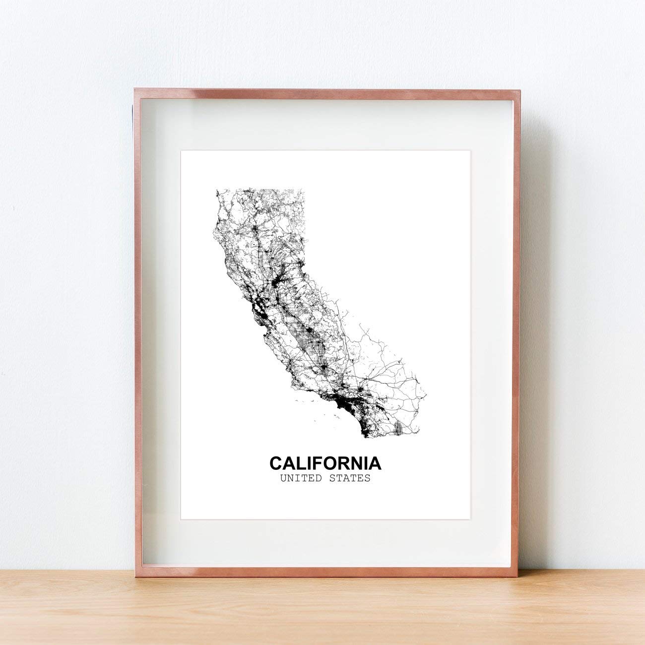 Eleville 11X14 Unframed California United States Country View Abstract Road Modern Map Art Print Poster Wall Office Home Decor Minimalist Line Art Hometown Housewarming wgn164