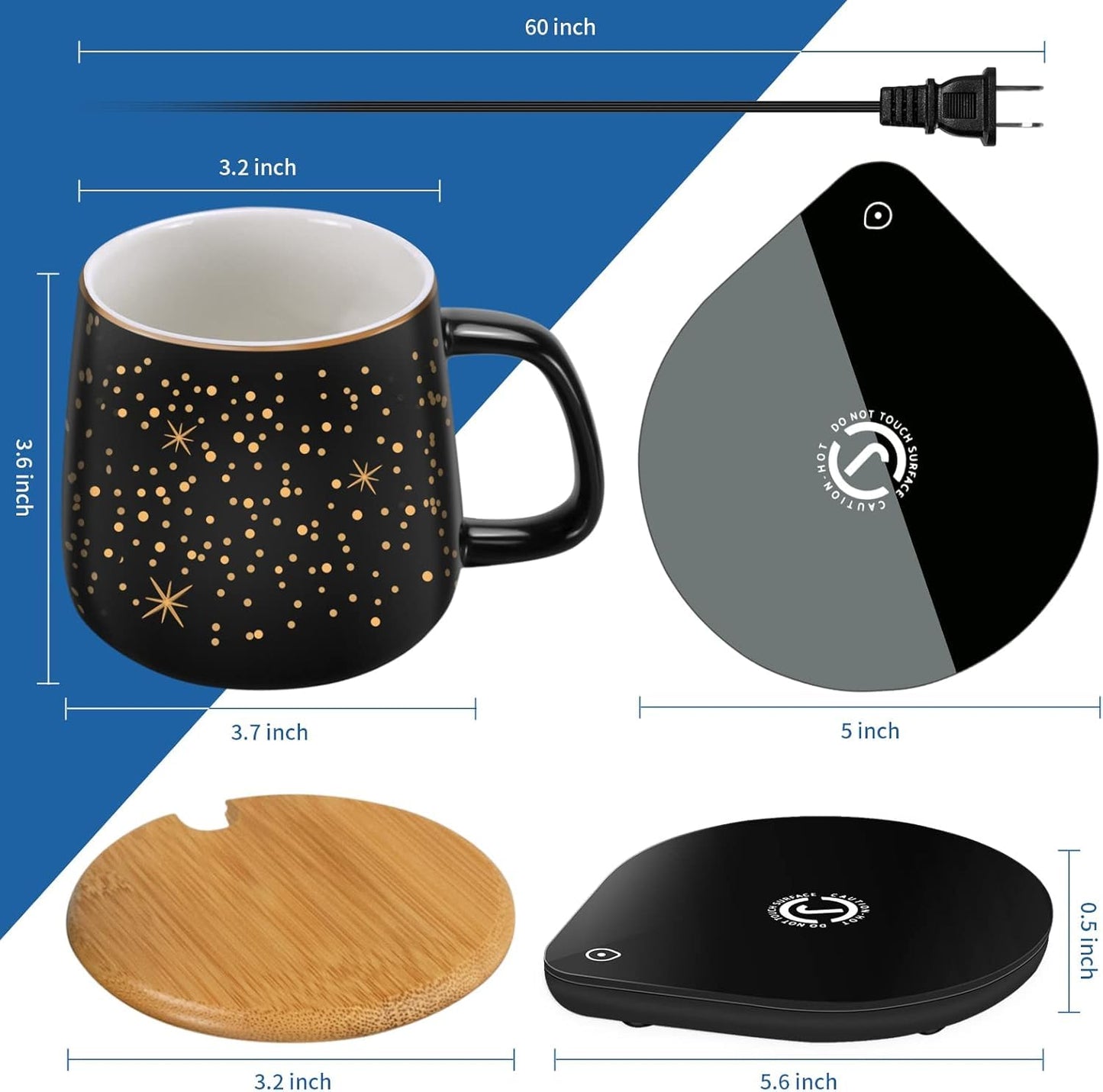 2025 Upgraded Coffee Warmer with Mug Set: Gifts for Christmas,Thanksgiving Coffee Cup with Warmer with 2 Temperature - Coffee Mug Warmer for Desk