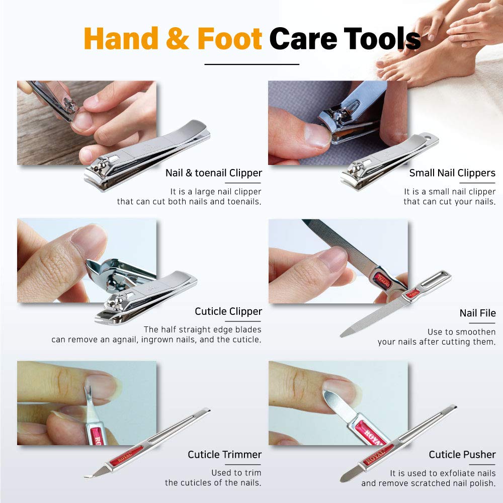 ROYAL Metal Nail Clipper Set Series (9 PCS Black)