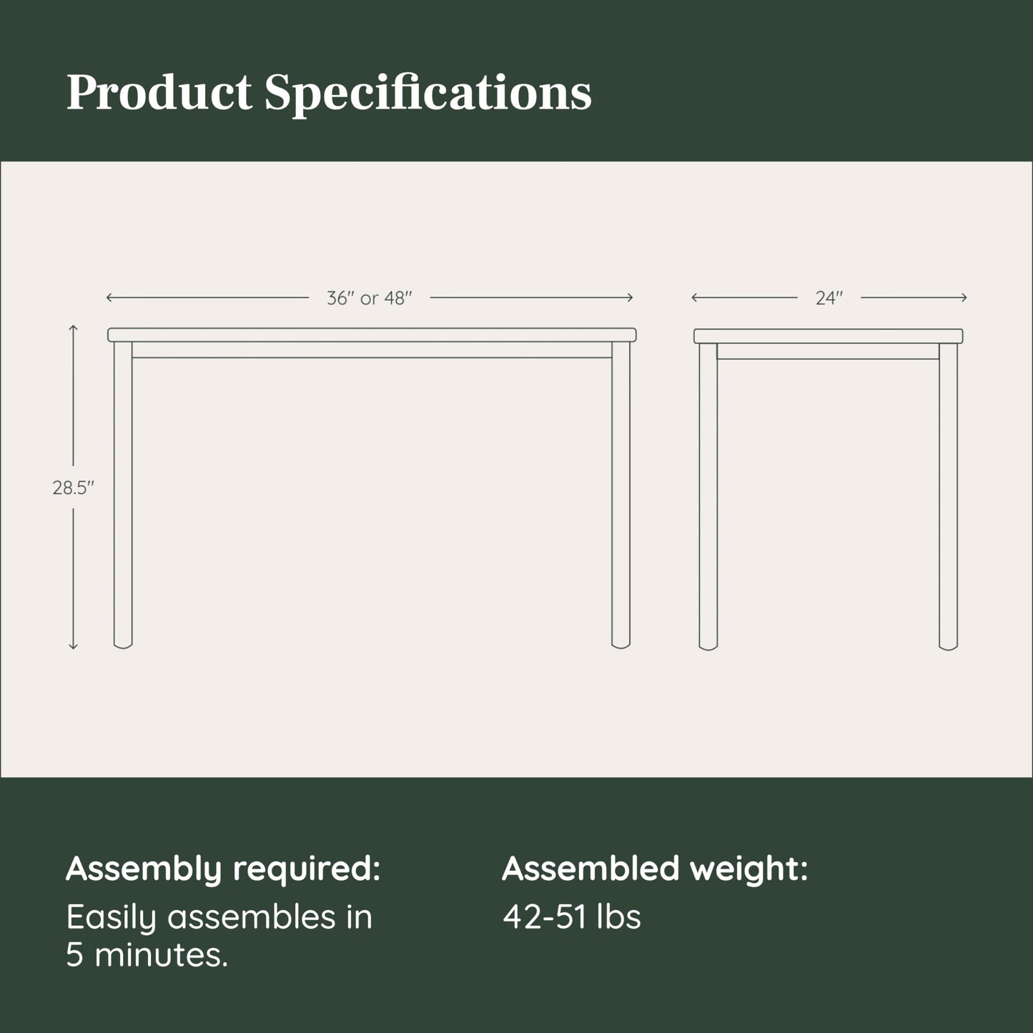 Branch Daily Desk - Functional at Home Office Desk with Effortless Assembly, Timeless Design, Rounded Corners, and Built-in Cable Notch - 48” W x 28.5” H x 24” D - White Work Table