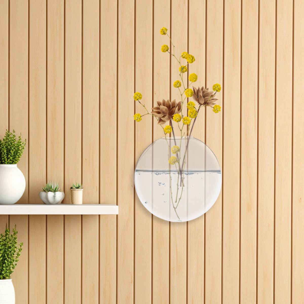 Veemoon 2pcs Wall Hanging Hydroponic Glass Vases for Indoor Plants, Glass Propagation Terrarium Flower Vase Set for Home Décor and Office Display