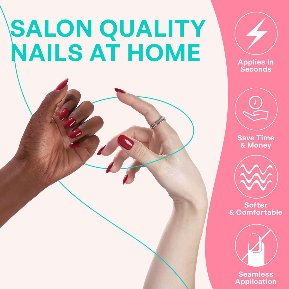 Red Press on Nails Short Oval - GJZEZ Soft Gel Nail Press Ons Solid Glossy Full Cover Fake Nails Gifts for Women | 16 Sizes - 32 pcs Natural Long Lasting Reusable Faux Nail Kit with Glue, Cherry Red