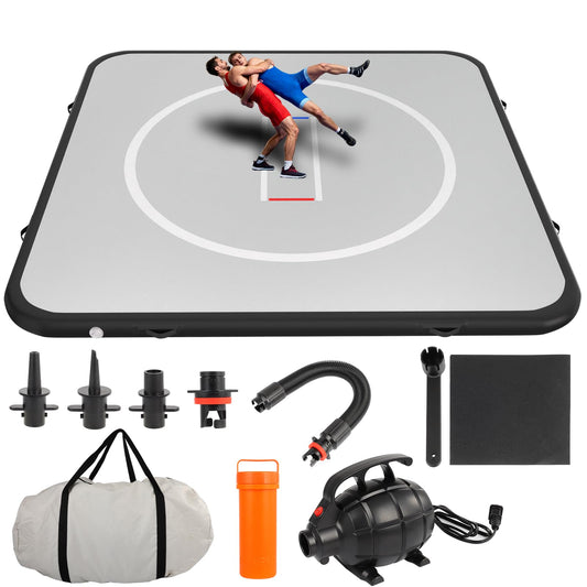 Olenyer Inflatable Wrestling Mat for Home: 10x10FT 4" Thick PVC Jiu Jitsu Mat with Electric Air Pump,Blow Up Wrestling Mat for MMA,Martial Arts,Boxing,Judo