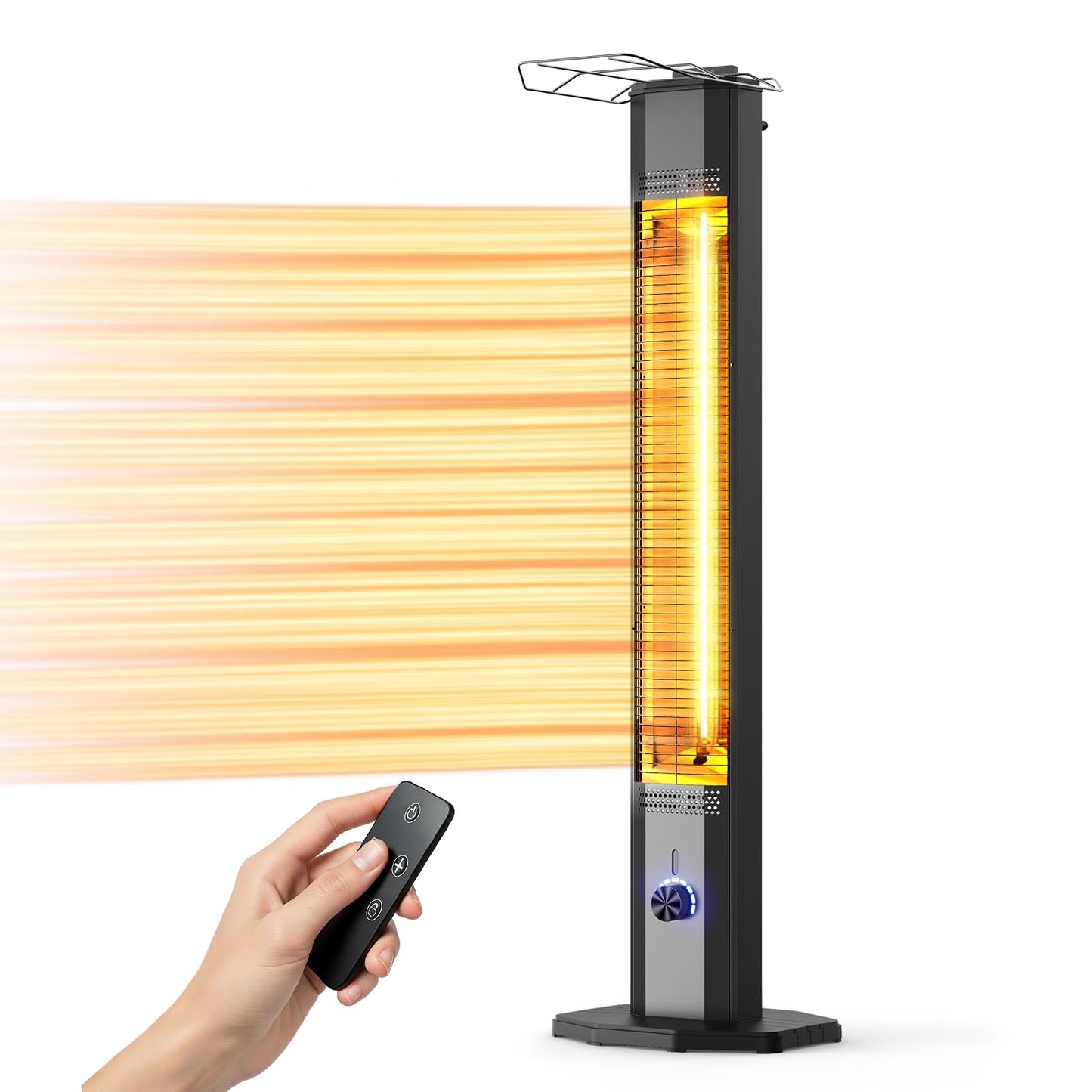 Outdoor Electric Patio Heater, 42-inch 1500W Infrared Tower Heater with 9 Heat Settings & 9H Timer, IPX5 Waterproof, Safety Lock, Tip-Over & Overheat Protection Space Heater for Indoor & Outdoor Use