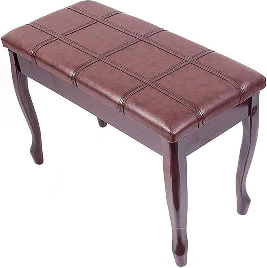 FKTHYO Piano Stool Piano Bench Dressing Table Stool Genuine Leather Artist Piano Bench, Piano Stool with Solid Wood Legs & Padded Cushion, 76 x 35 x 49CM, Support up to 180KG, Mahogany