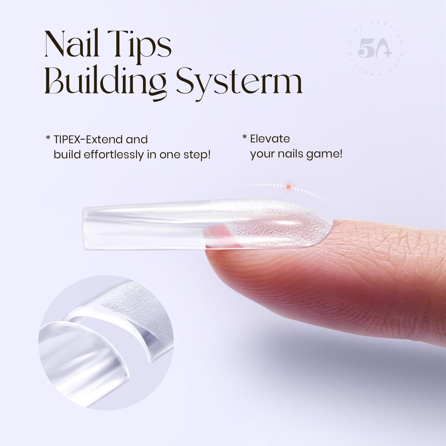 Tipex Instant Apex Nail Tips, Long Coffin Thicker Acrylic Nails,Strong Clear Pre-etched Press-on Nails,Matte Underside False Nails 128 Pcs 16 Sizes with 15g Tipex Nail Glue