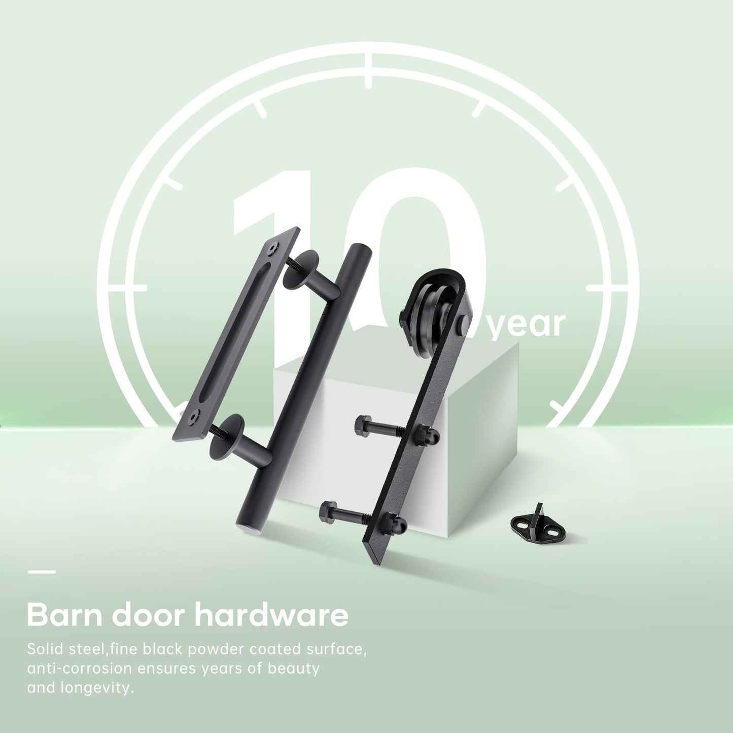 FREDBECK 30 x 84 inch Glass Barn Door with 5.5FT Barn Door Hardware Kit & Handle Included,5-Panel Frosted Glass,Wood Panel,Water-Proof Surface,Pre-Drilled Holes,Need Assembly