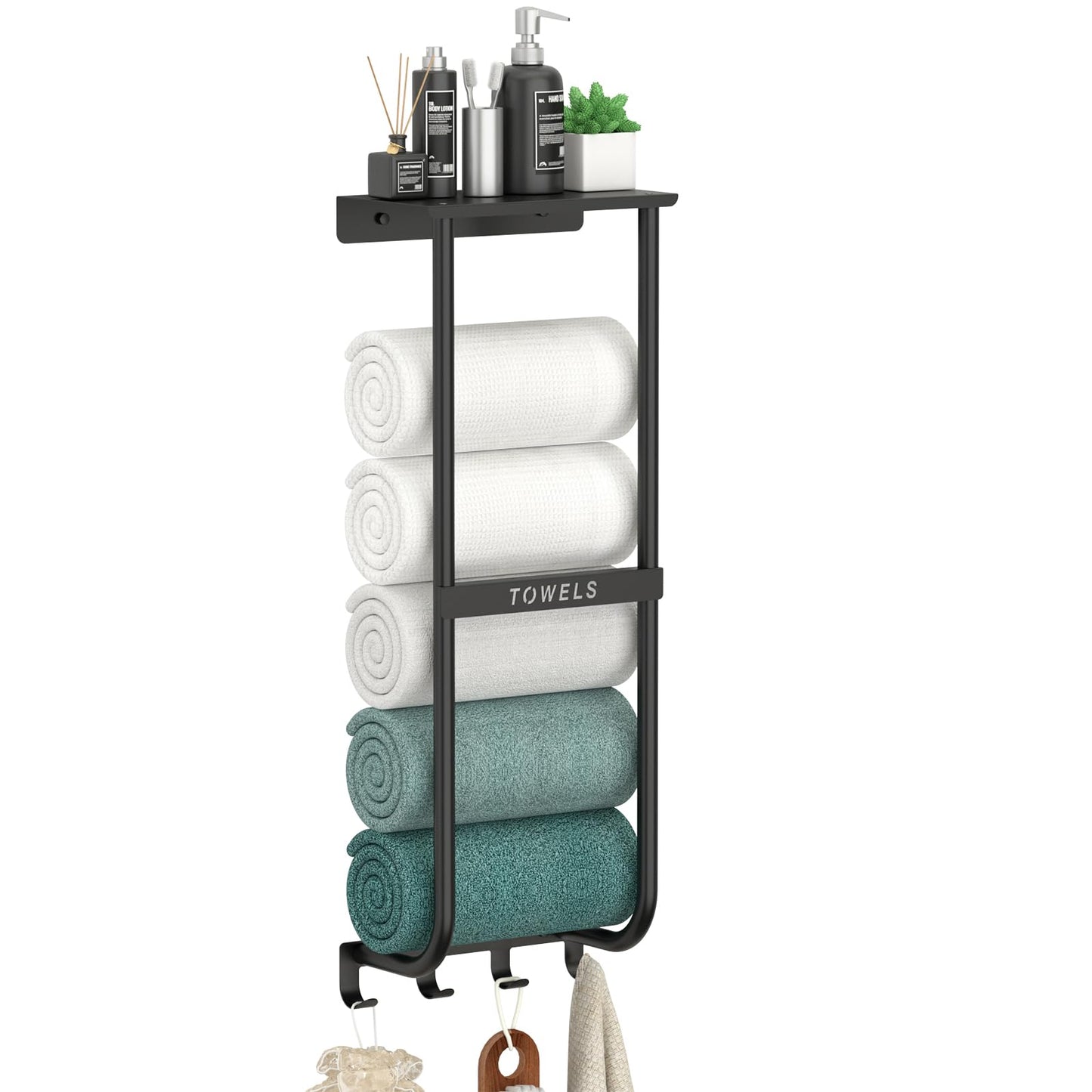 Towel Rack for Bathroom Wall Mounted, Bathroom Towel Storage, Rolled Bath Towel Holder, Small Space Bathroom Towel Storage, Bathroom Organizer - Brushed Gold