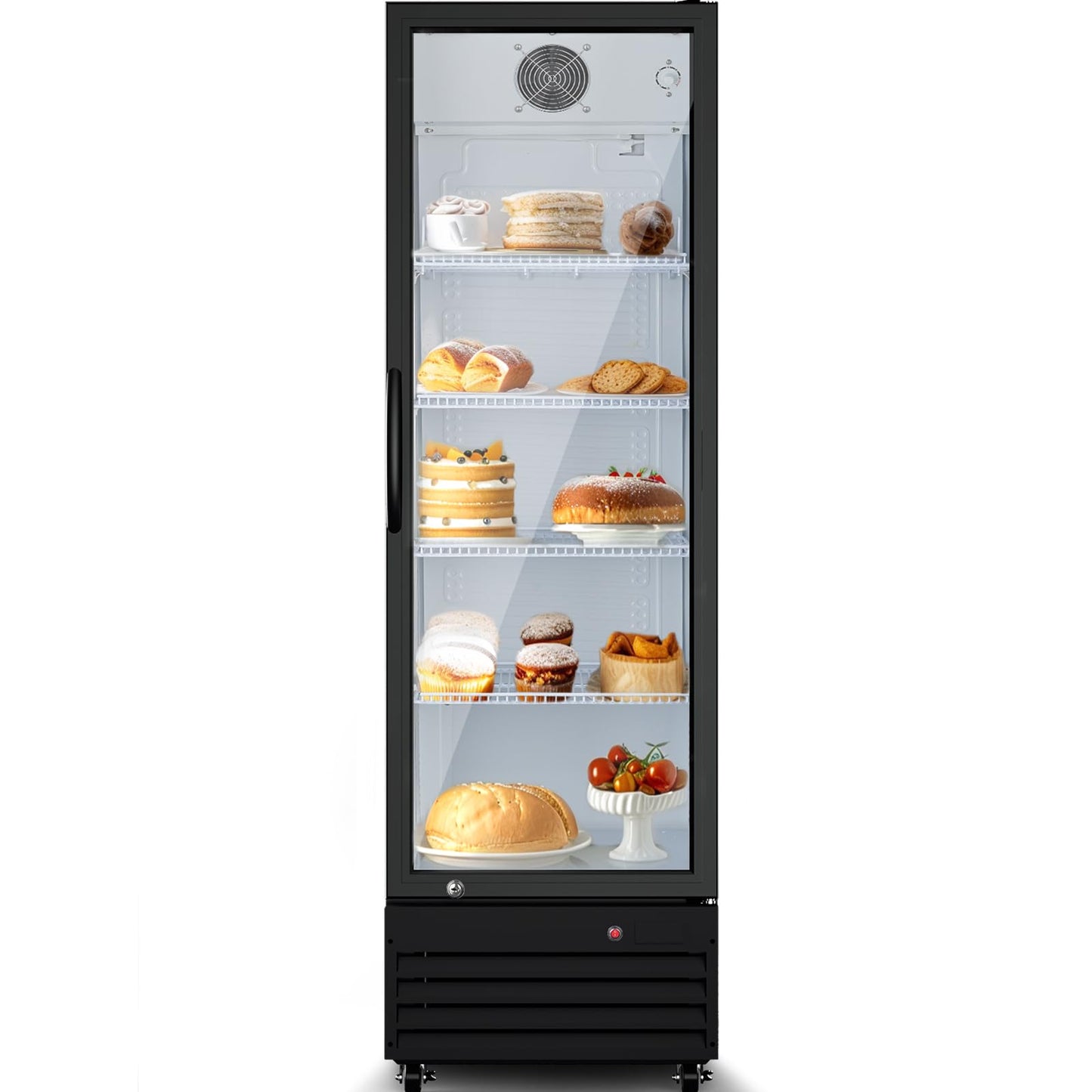 BODEGACOOLER Commercial Beverage Refrigerator with Glass Door,12.5 Cu.Ft Display Merchandiser Drink Refrigerator,Upright Commercial Bar Fridge,Display Drink Cooler,Soft LED Light,Romovable Shelves