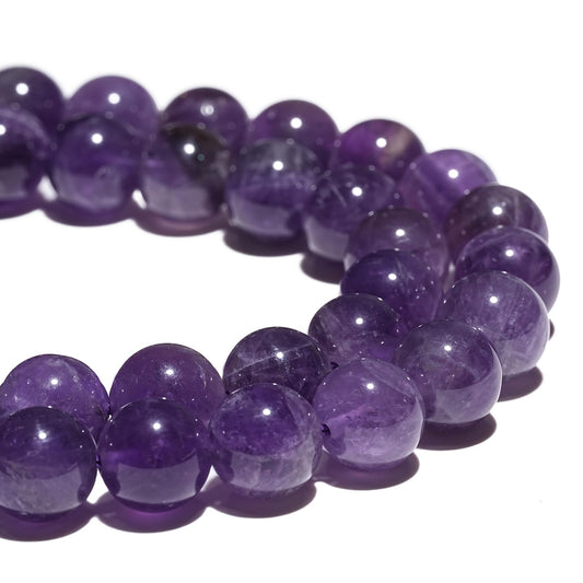 8mm Natural Amethyst Gemstone Beads Polished Round Smooth Stone Beads for Bracelets Jewelry Making 15inch Loose Beads