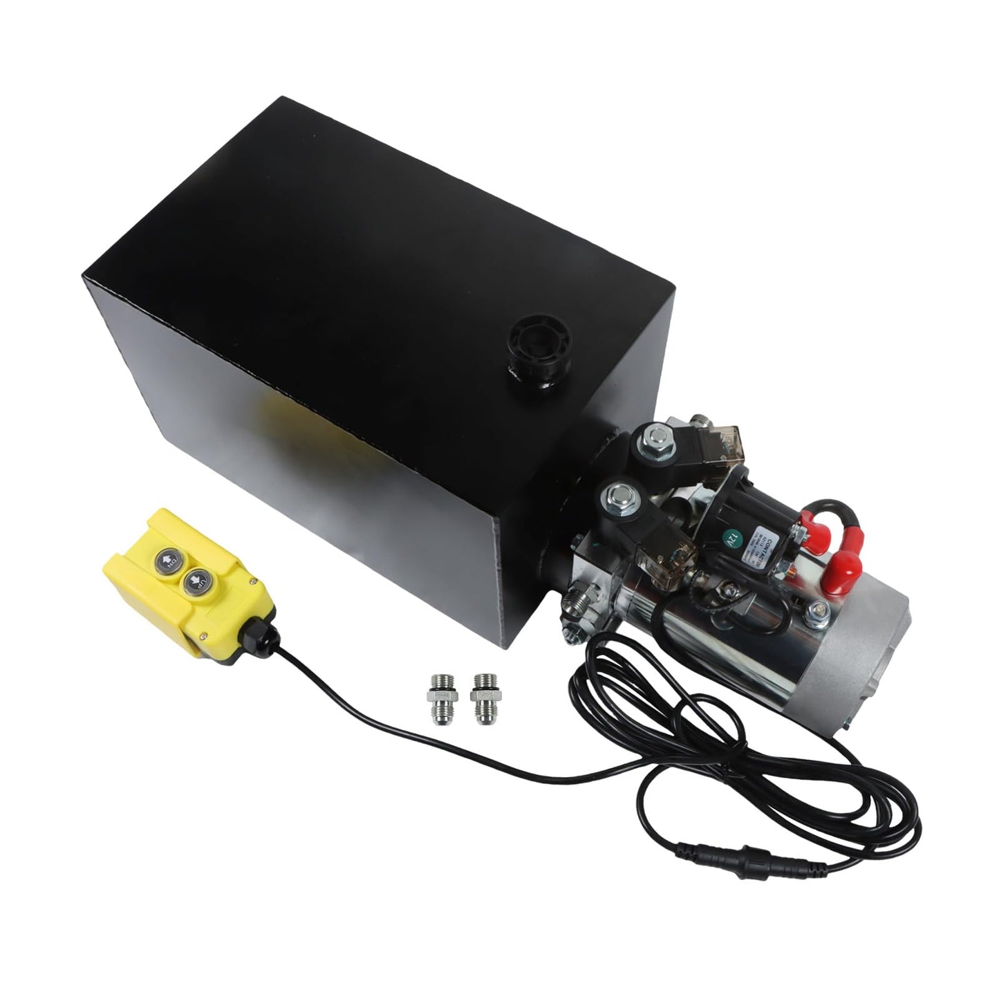 Zachager 1 Piece 15 Quart Hydraulic Power Unit Electric Hydraulic Pump 12V DC Double Acting Max Pressure 3200PSI Hydraulic Pump for Dump Trailer Lifting