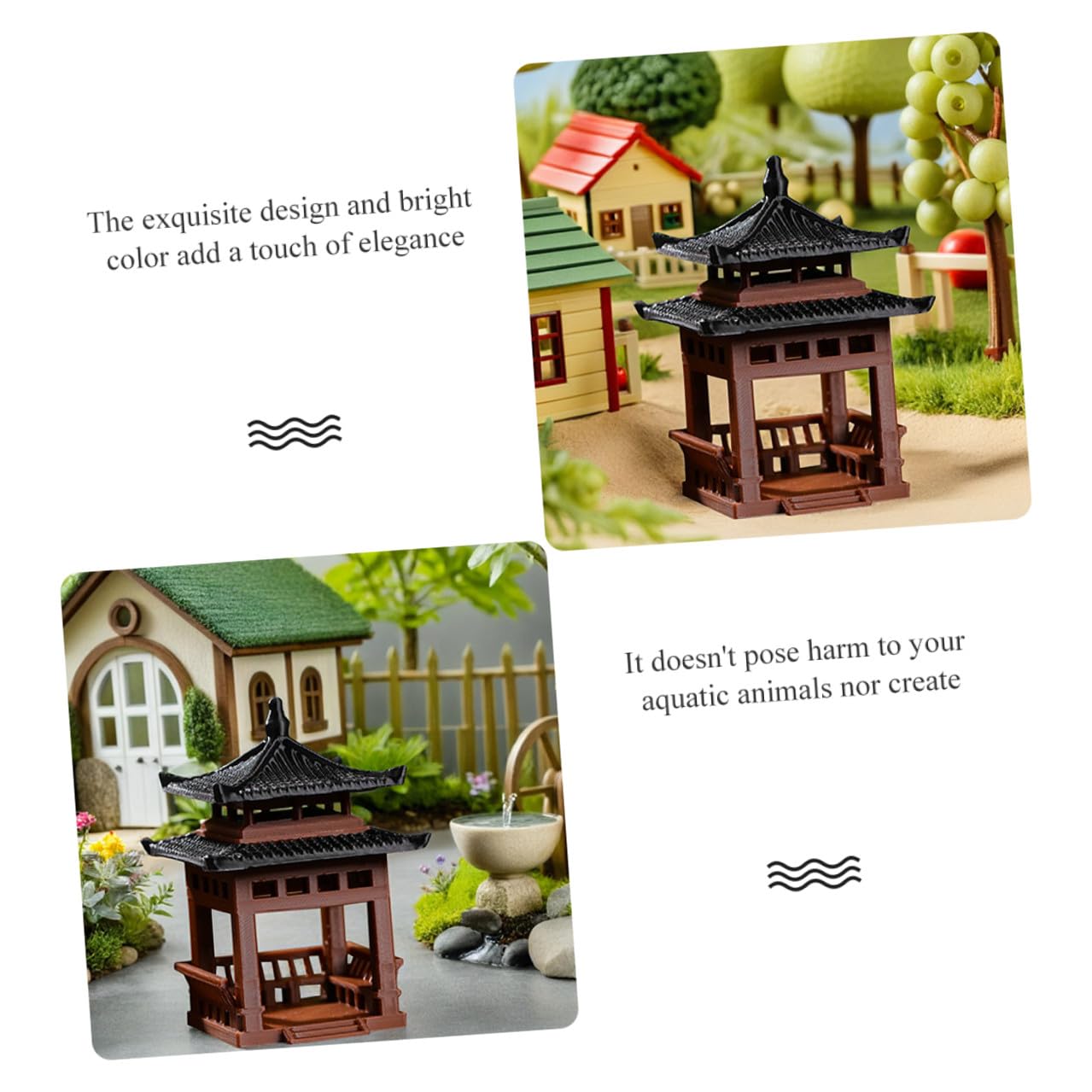 SUPVOX Mini Pavilion Statue for Garden Decor - Tiny Simulated Chinese Pavilion Model 2 Inch Decorative Pagoda Ornament for Bonsai Terrarium Aquariums and Home Desktop