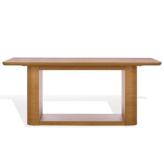 SAFAVIEH Home Collection - Howard Natural Oak Wood Dining Table, Modern Rectangle Pedestal Base, Contemporary Design (SFV7250A)