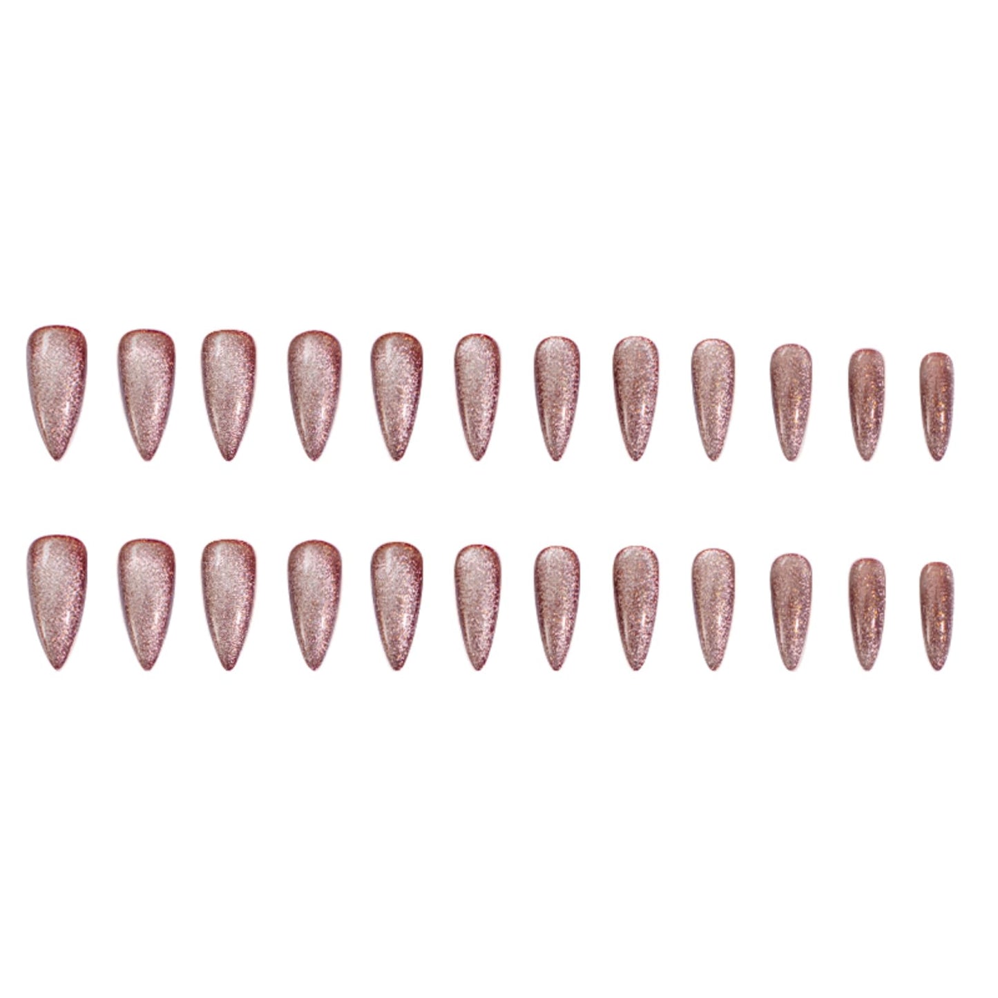 Gentle Claws Press-On Nails, Syrup - 24 Pcs Reusable Acrylic False Nails in Stiletto Shape, Medium Long Almond with Cat Eye Design, Full Well Tips, Pink Shimmery Finish, for Women and Girls