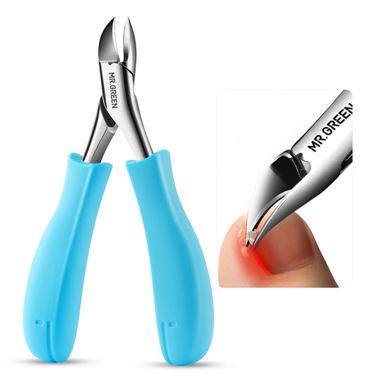 MR.GREEN Nail Clippers Toenail Cutters Anti-Splash Professional Ingrown Thick Hard Nail Scissors Pedicure Tools Manicure Sets (Blue Handle)
