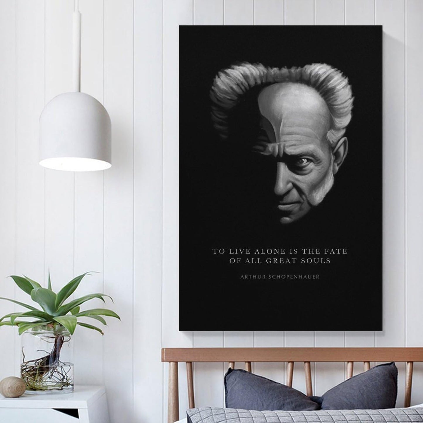 Arthur Schopenhauer Quote To Live Alone Fate Of Great Souls Canvas Printing Wall Art Scandinavian Bohemian Prints Wall Decor Posters for Living Room Bedroom Office Study 16x24inch(40x60cm)