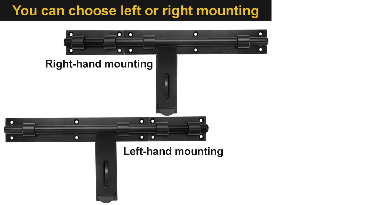 Heavy Duty 17" Carbon Steel Slide Bolt Latch - Extra Thick Security Lock for Barn Doors, Fence Gates, Warehouse, Entry Gates - Left/Right Hand Installation, Welding & Screw Mount (Patent Pending)