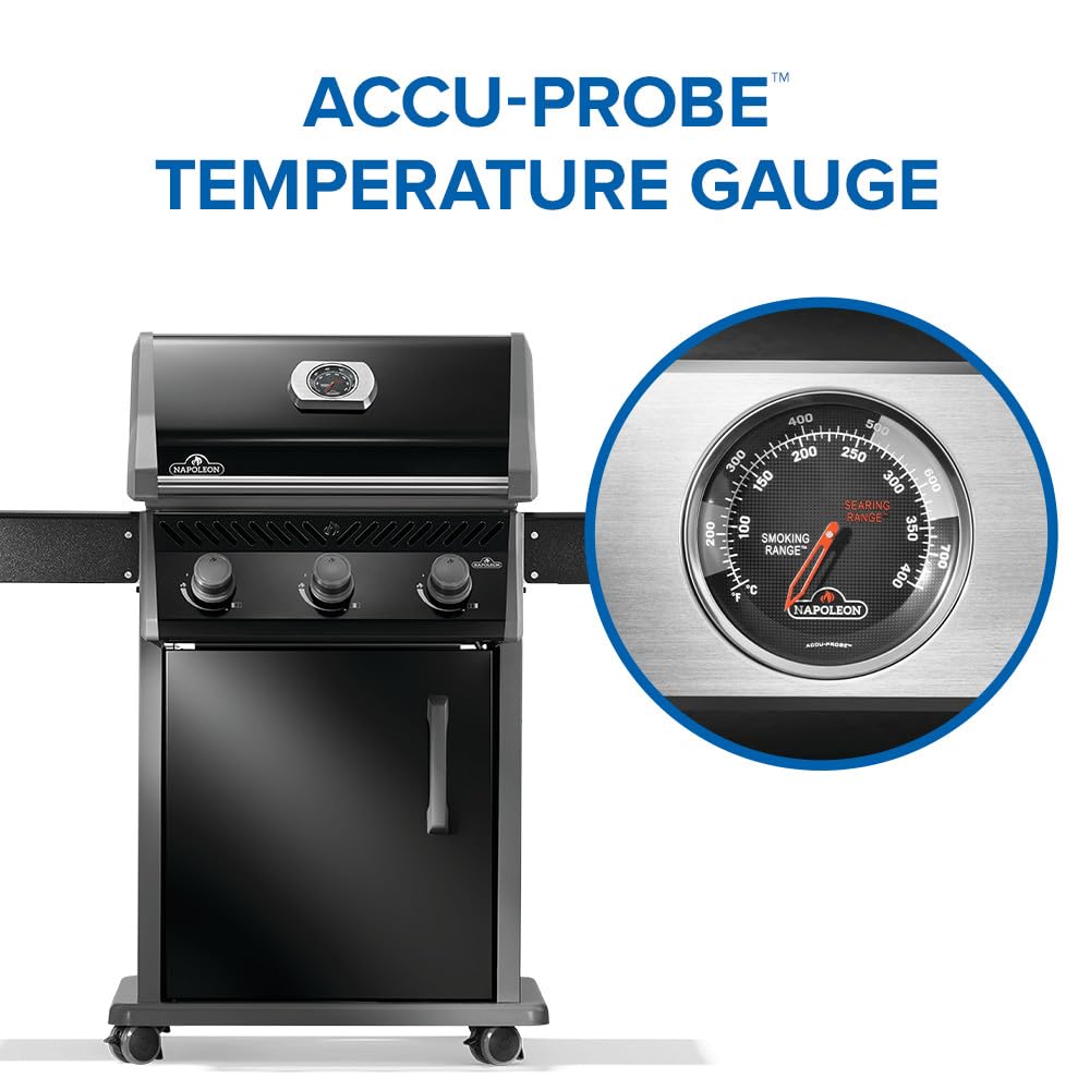 Napoleon Rogue 425 Propane Gas Grill, Black, Durable 3-Burner BBQ