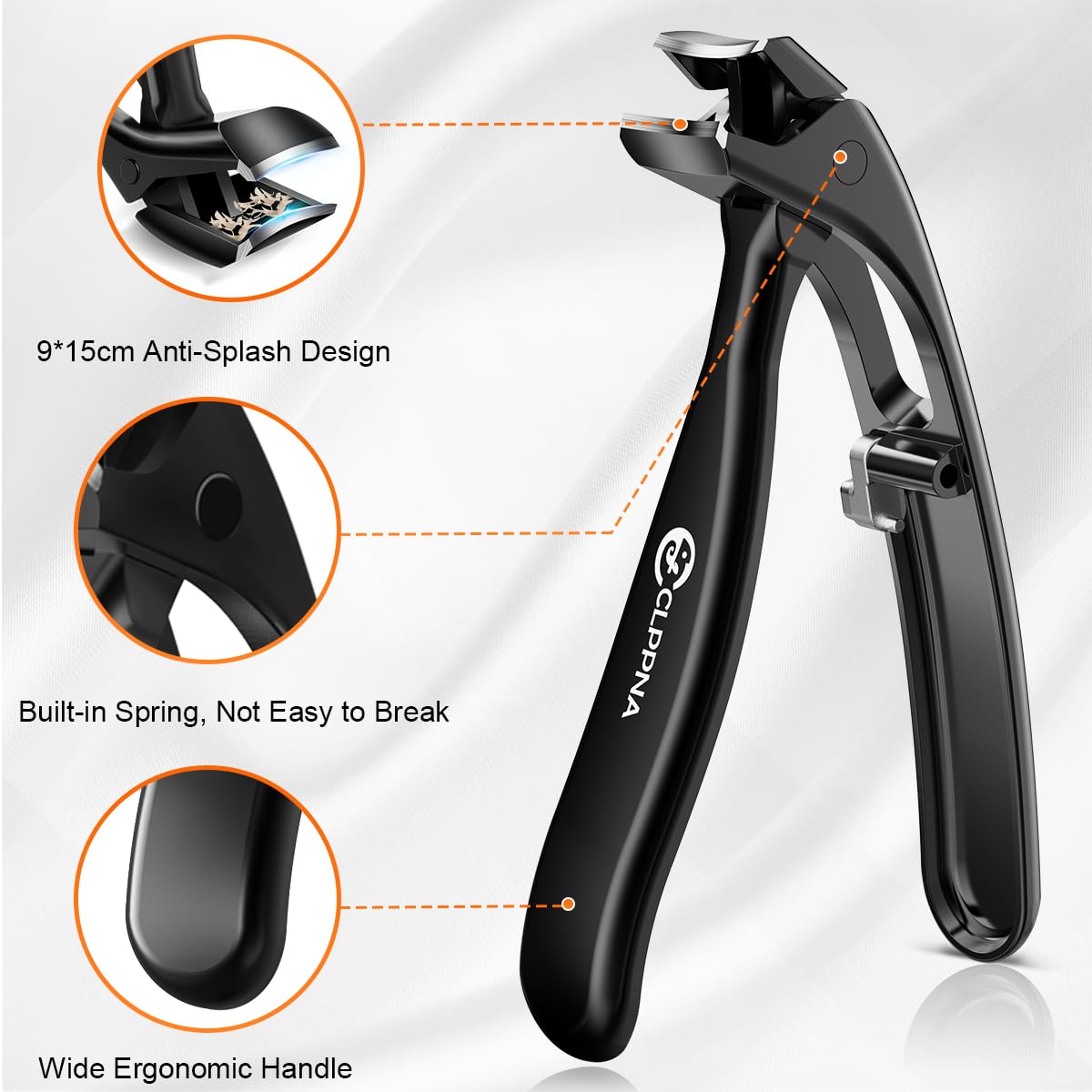Nail Clippers Set, CLPPNA Angled Head Long Handled Toenail Clippers for Thick Toenails, Sharp Heavy Duty Ingrown Toenail Clippers with Wide Jaw, Podiatrist Nail Clippers for Seniors and Men