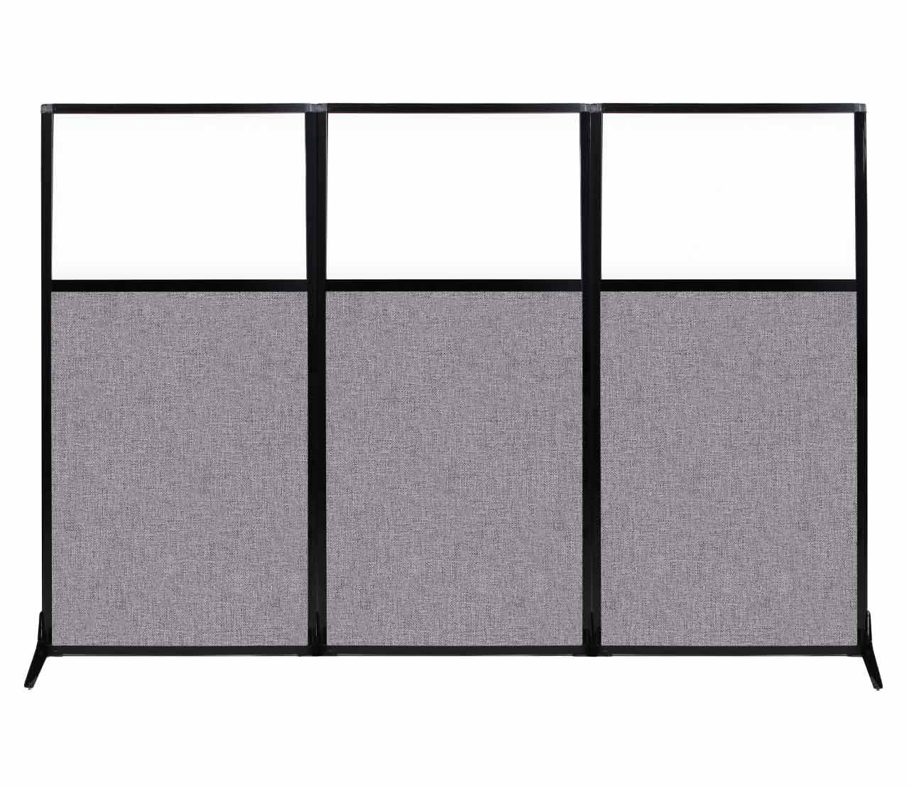Versare Workstation Partition | Portable Wall Divider | Modern Office Cubicle | Free Standing Privacy Screen | Flexible Work Space | 99" x 70" W/Window, Cloud Gray Fabric Panels