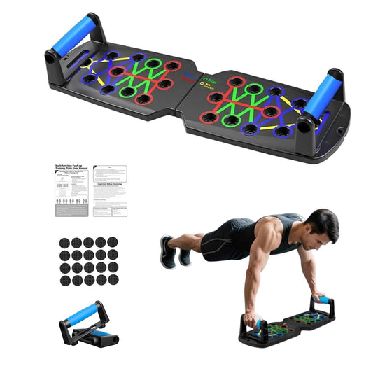 15-in-1 Foldable Push Up Board for Men, Color Coded Pushup Board with Handles - Home Gym Equipment for Chest Workout, Ideal Fitness Gifts for Teen Boys & Gym Lovers