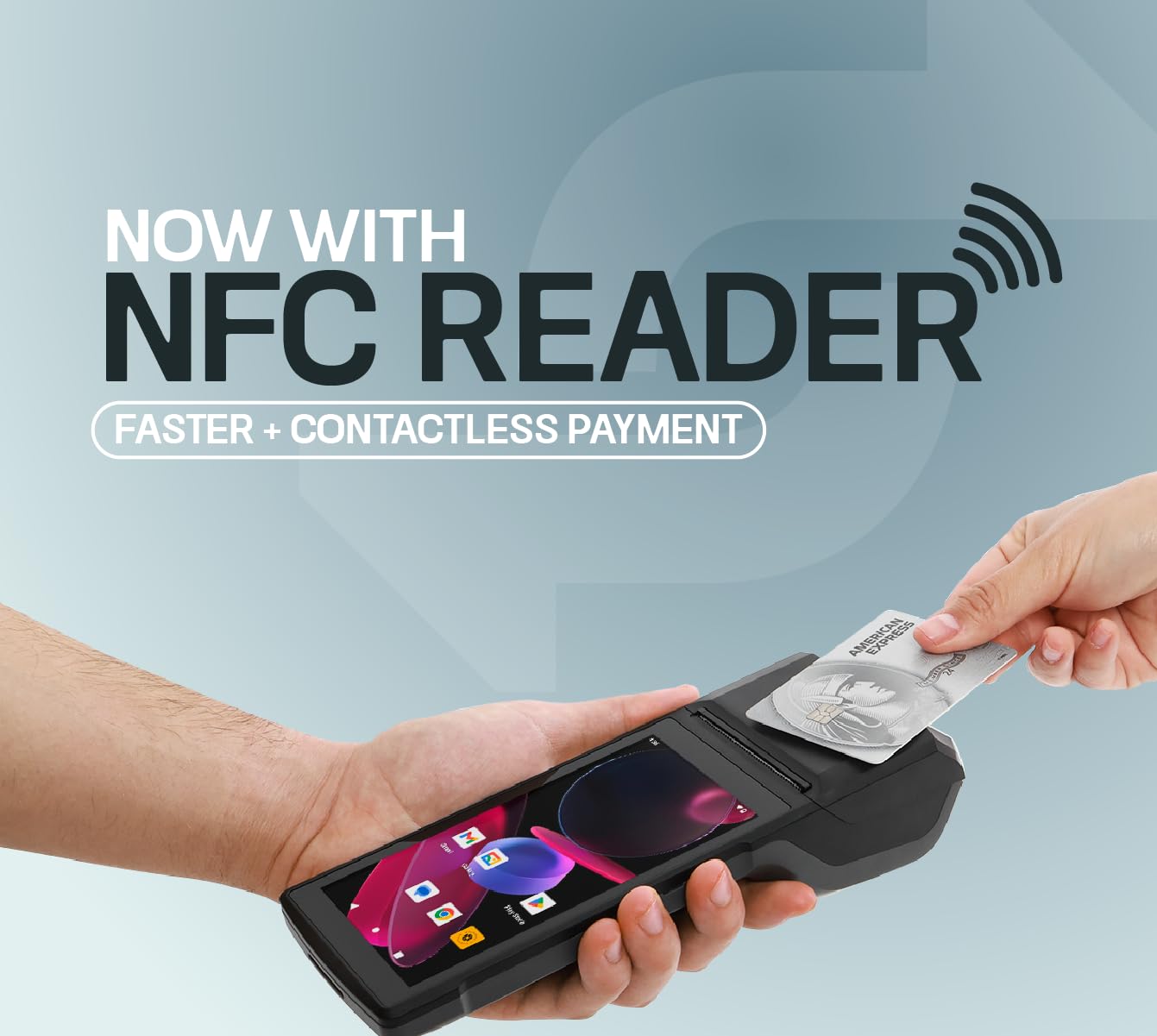 Multzo POS Android 14 Receipt Printer Android 14 and 58mm High Speed Thermal Printer 5.5’ Touch Screen. Handheld Point of Sale with NFC and 4G Network. 3GB Ram+32GB ROM