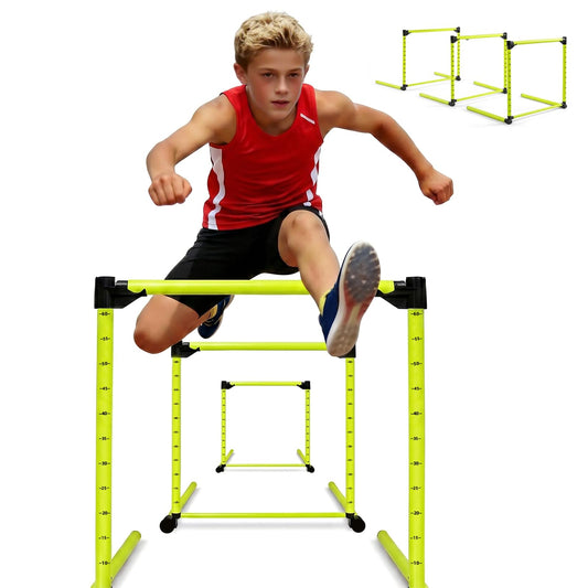 3PCS Height Adjustable Hurdles Training Equipment, Hurdles Track and Field for Agility & Speed Training, Detachable Track Hurdles with Carry Bag for Soccer Football Basketball, Tool-Free Setup