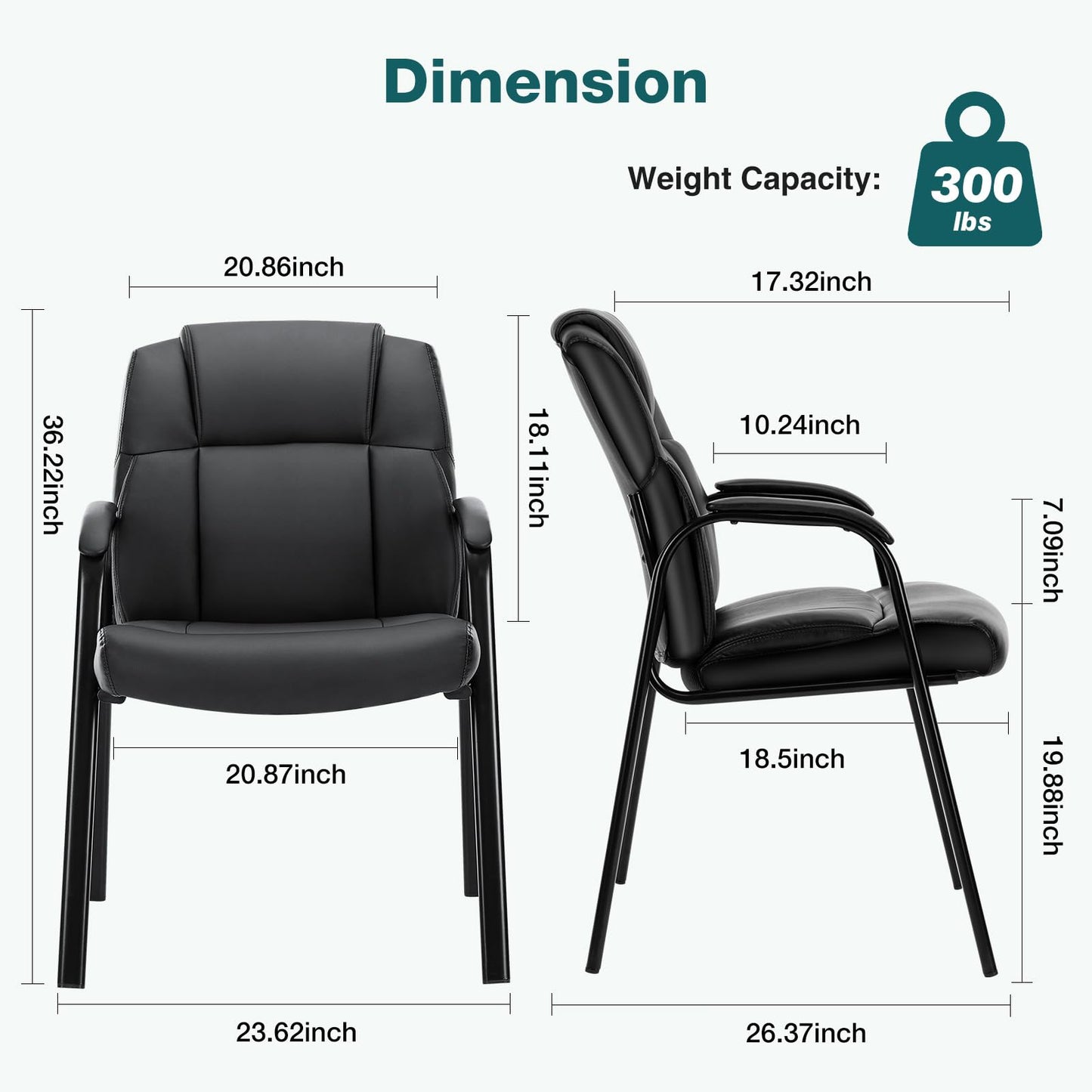 OLIXIS Waiting Room Reception Chairs Set of 8, Leather Office Desk Guest Stationary Side Chair with Padded Arms for Home Conference Lobby Area Meeting Church Medical Clinic Elderly Student
