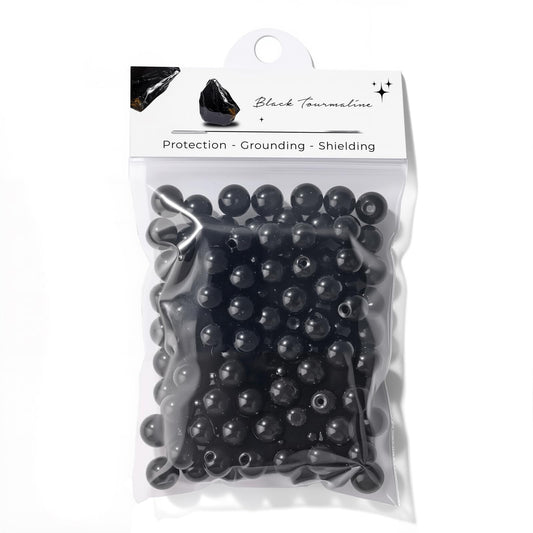 Raicegs 100pcs 8mm Black Tourmaline Beads Natural Gemstone Beads Round Loose Beads for Jewelry Making DIY Bracelets Necklace