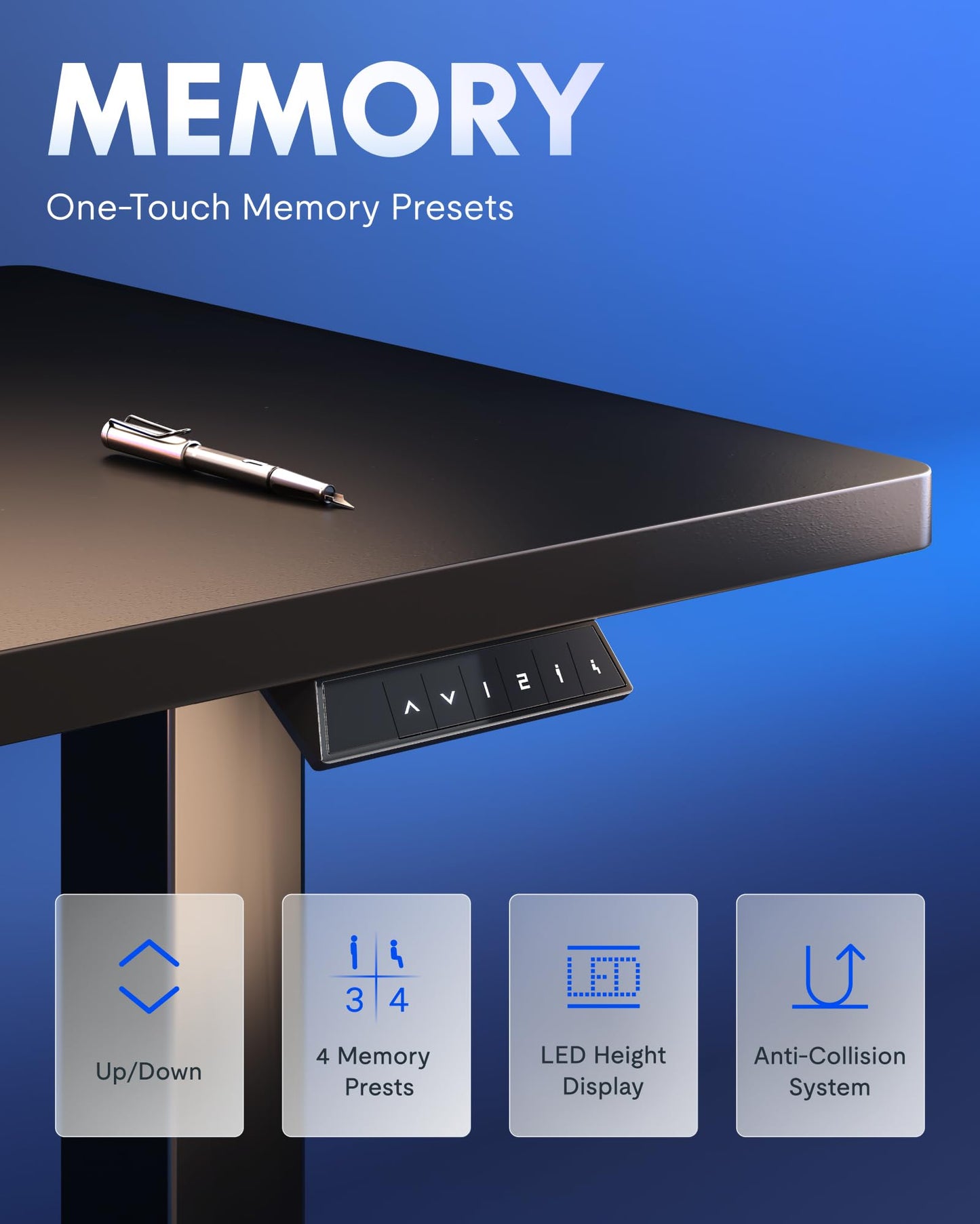 FLEXISPOT EN1 One-Piece Standing Desk, 48"x24" Seamless Desktop Electric Height Adjustable for Home Office, Study Rooms & Multi-Device Workstations, Black