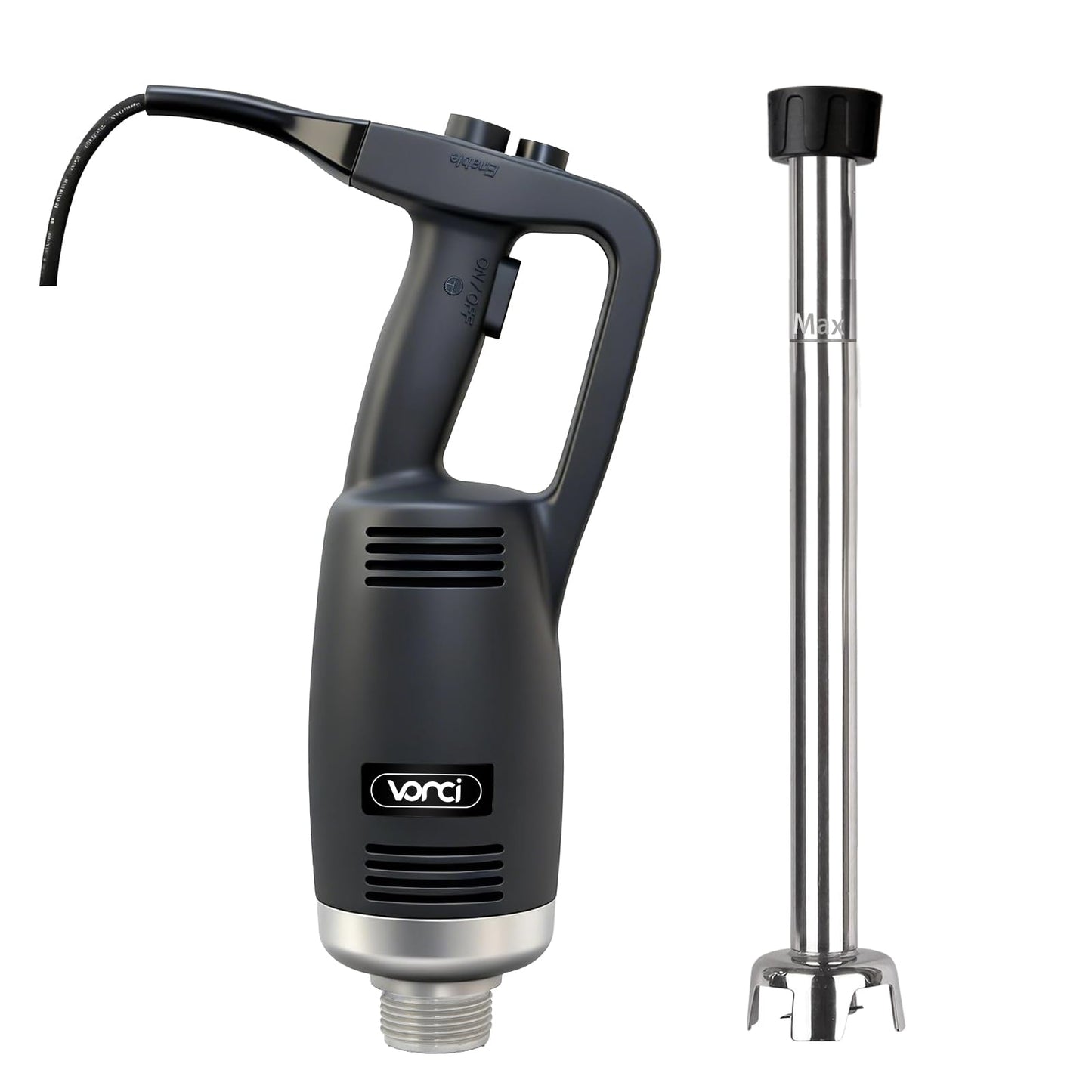 VONCI 750W Commercial Immersion Blender, Extra Heavy Duty Hand Blender with Variable Speed 8000-19000RPM, Handheld Stick Mixer with 20" SUS 304 Shaft, Commercial Emulsifier for Restaurant Kitchen.