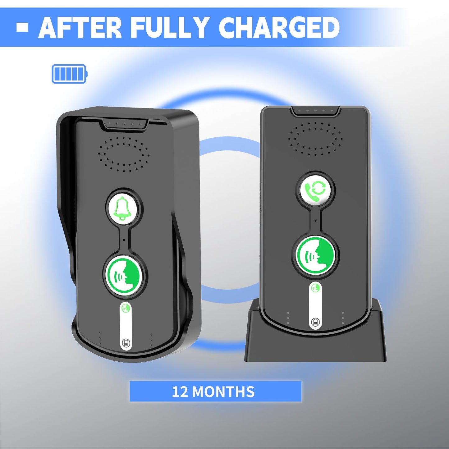 2 Way Wireless Doorbell Intercom Indoor Outdoor, Long Range Door Intercoms System for Home with Waterproof Cover Rechargeable Battery,30 Days Long Standby Time 5 Level Volume Adjustment（4 Pack）