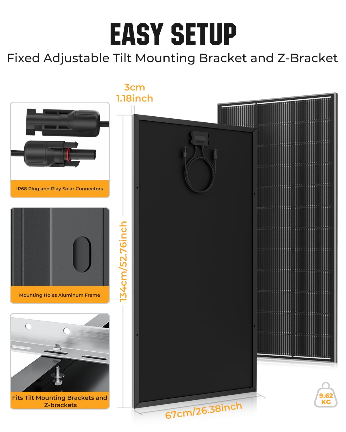 Rvpozwer 18BB 400 Watt Solar Panel, 2pcs 200W N-Type Solar Panels, 25% High-Efficiency Monocrystalline Module PV, for 12V/24V Battery, Home, Trailer, Camping, Marine, Boat, Farm, RV and Off-Grid