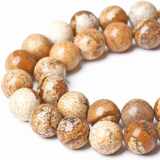 6mm Natural Picture Jasper Beads Round Gemstone Loose Beads for Jewelry Making (63-66pcs/strand)