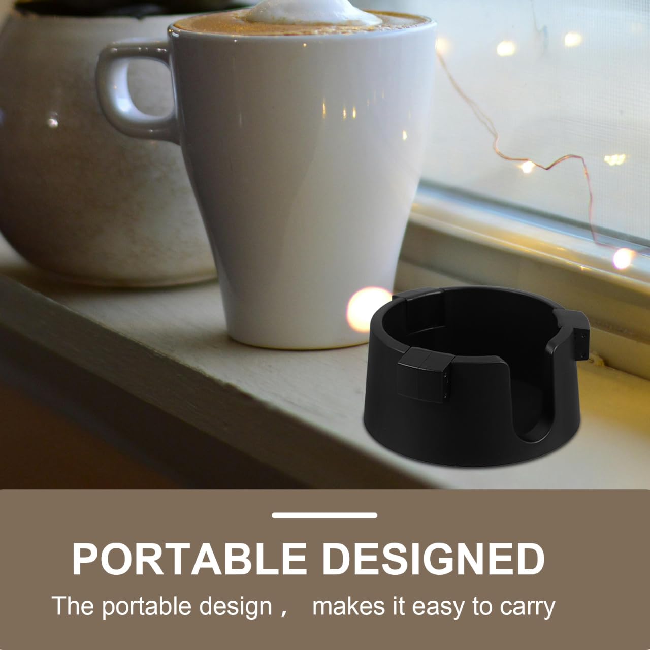 PartyKindom Anti-Spill Desk Cup Holder - Unspillable Drink with Adjustable Inner Diameter - Secure Desktop Cup Holder for Gaming Office Sofa Boat RV (Black)