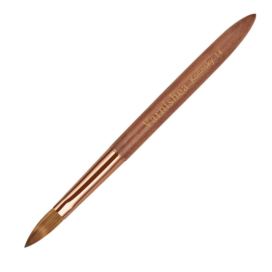 varnishea Pure Kolinsky Hair Acrylic Nail Brush Solid Wood Handle Professional Manicure Brushes for Powder Nail Acrylic Application - Salon & DIY Nail Art Essentials - Size 14, 1.0 Count