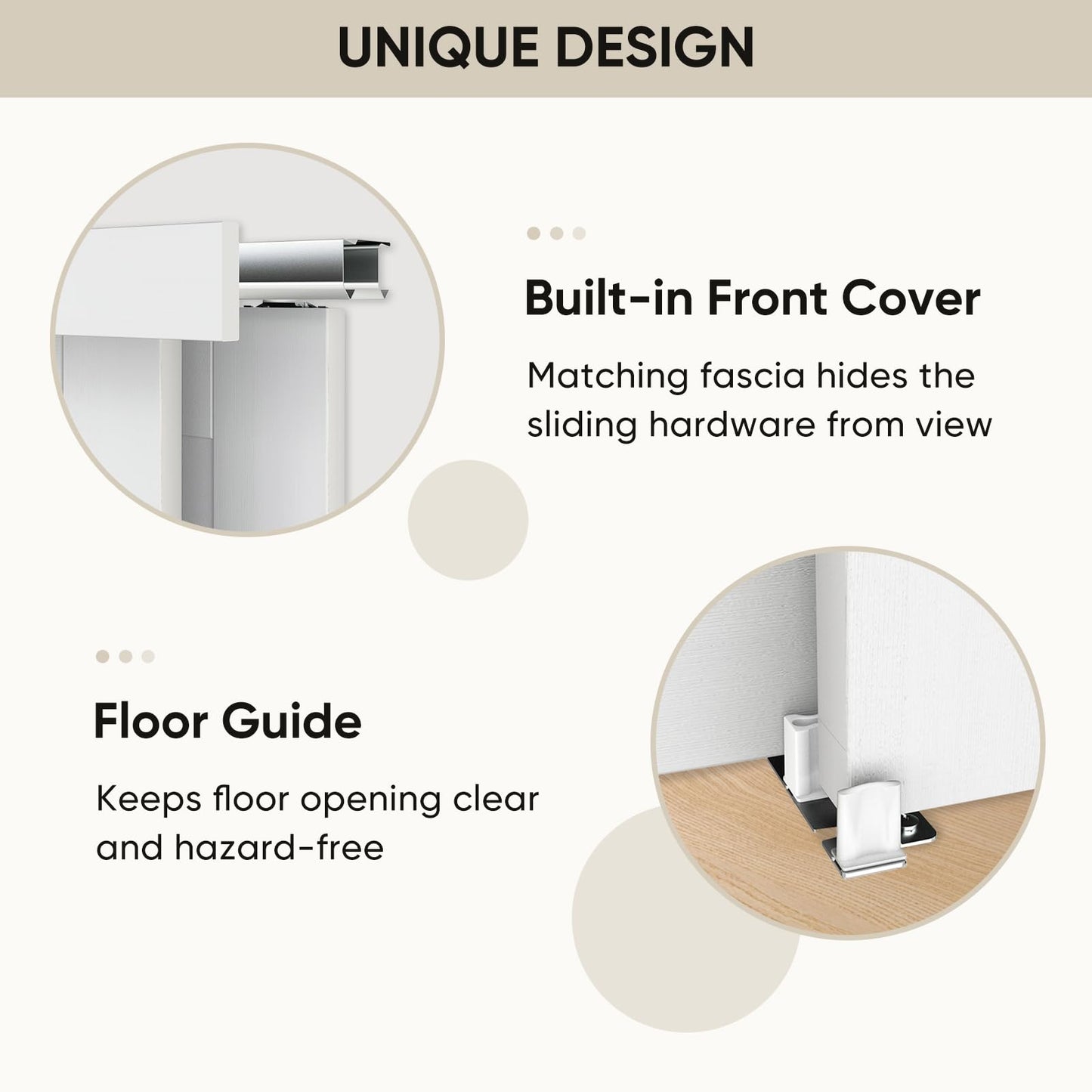 JUBEST 60"(Double 31") x80" Sliding Closet Door, K Style Bypass Closet Door with Hardware Kit & Matching Fascia, Preassembled Solid Wood Slab with Water-Proof PVC Surface, Easy to Install, White