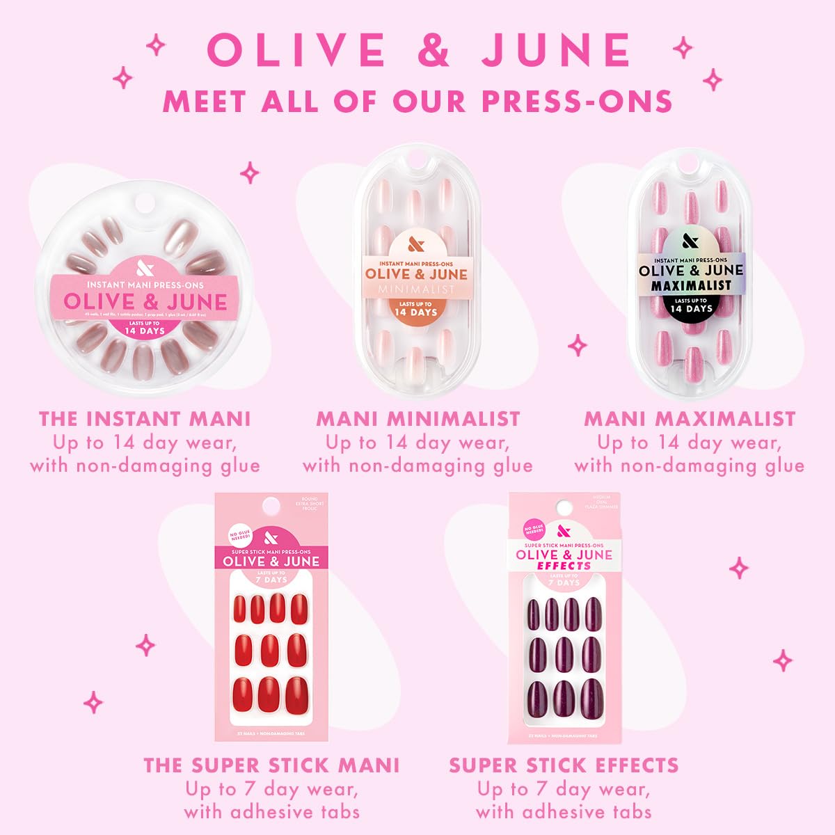 Olive & June Instant Mani Press-On Nails (Glue) | 42 Fake Nails, 21 Sizes | Non-Toxic, Long-Lasting Recycled Materials Realistic Look | Salon-Quality | Spring Flowers & Patterns |Medium, Almond | BP
