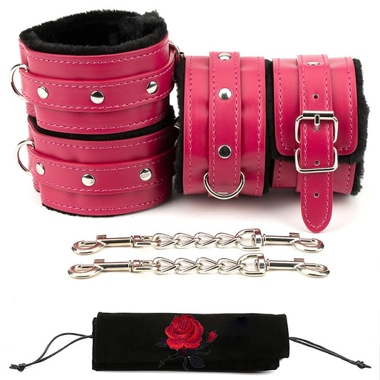 PUQQI Ankle Straps Wrist Cuffs Leather Padded Fitness Sports Training and Home Gym Workouts - Adjustable Straps for Comfortable Fit and Support