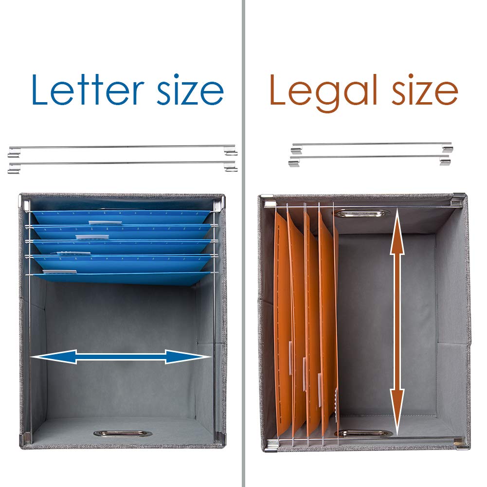 PRANDOM File Organizer Box - Set of 1 Collapsible Decorative Linen Filing Storage Hanging File Folders with Lids Office Cabinet Letter/Legal Size Navy Blue (17x14x11.2 inch)