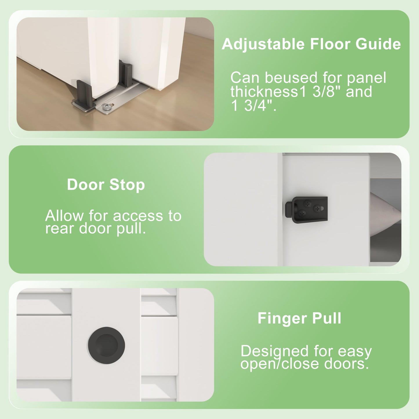 BarnBase 4FT/48" Bypass Door Hardware, Aluminum Double-Closing Sliding Closet Door Hardware with Finger Pull Included, Smoothly and Quietly, Fit Door Thickness 1 3/8" or 1 3/4", Black