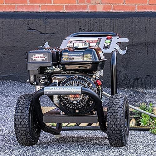SIMPSON Cleaning PS3228 PowerShot 3300 PSI Gas Pressure Washer, 2.5 GPM, Honda GX200 Engine, Includes Spray Gun and Extension Wand, 5 QC Nozzle Tips, 5/16-inch x 25-foot MorFlex Hose, 49-State